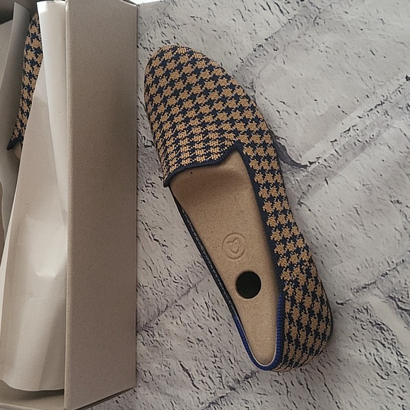 Rothy's Sapphire and Camel Houndstooth Loafer Shoes - Picture 3 of 5